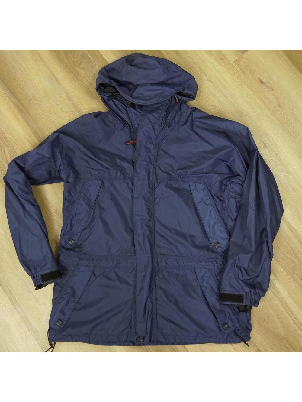 VTG Navy Blue Red Ledge‎ Hooded Waterproof Rain Zip-Up Jacket - Gorpcore